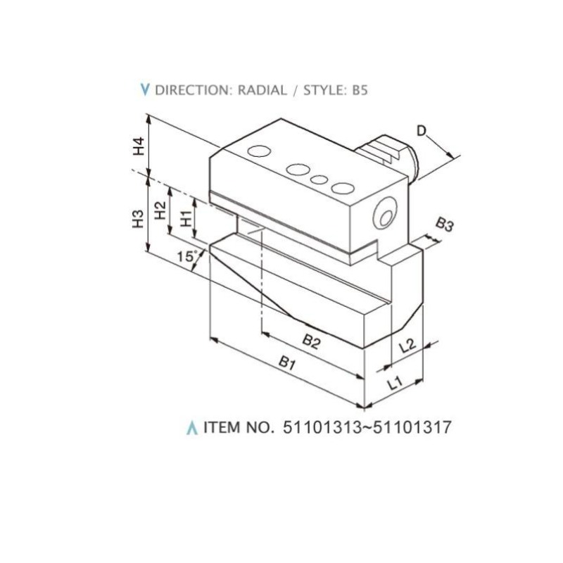 DIN 69880 UCHWYTY STATYCZNE PROMIENIOWE (STYL: B5)