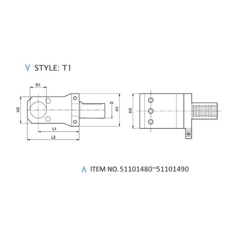 DIN 69880 UCHWYTY STATYCZNE OSIOWE (STYL: T1)