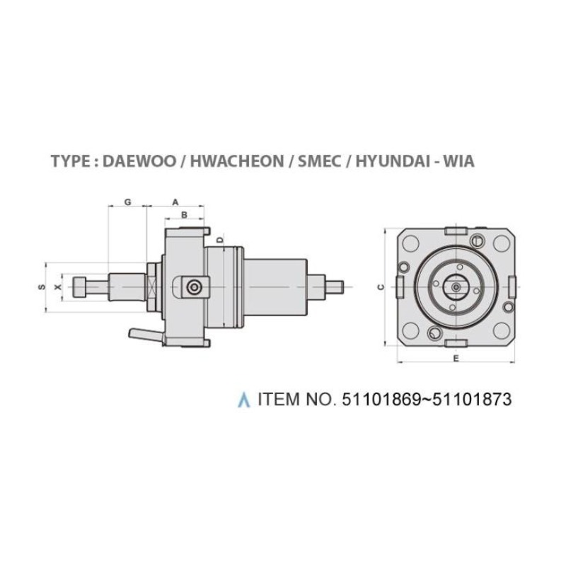 Głowica frezarsko-wiertarska osiowa (0°) (typ: DAEWOO / HWACHEON / SMEC / HYUNDAI - WIA)