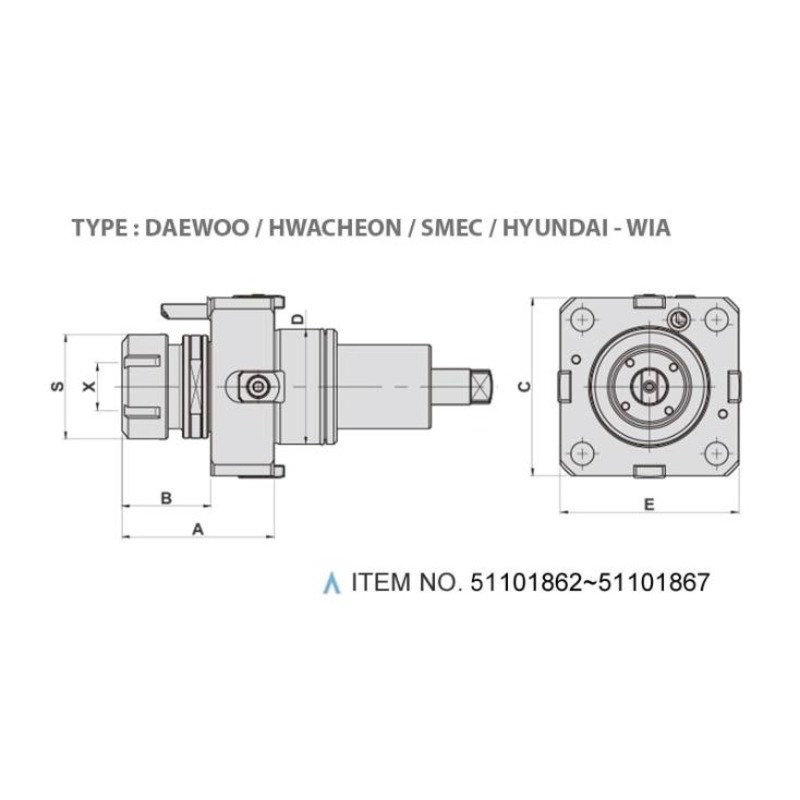 Głowica frezarsko-wiertarska osiowa (0°) (typ: DAEWOO / HWACHEON / SMEC / HYUNDAI - WIA)