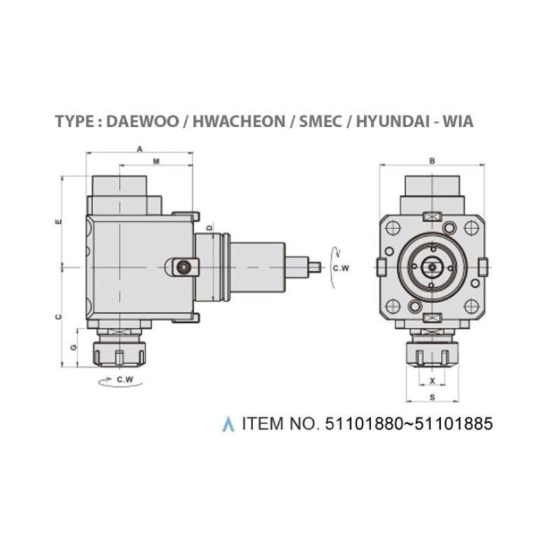 Głowica frezarsko-wiertarska promieniowa (90°) (typ: DAEWOO / HWACHEON / SMEC / HYUNDAI - WIA)