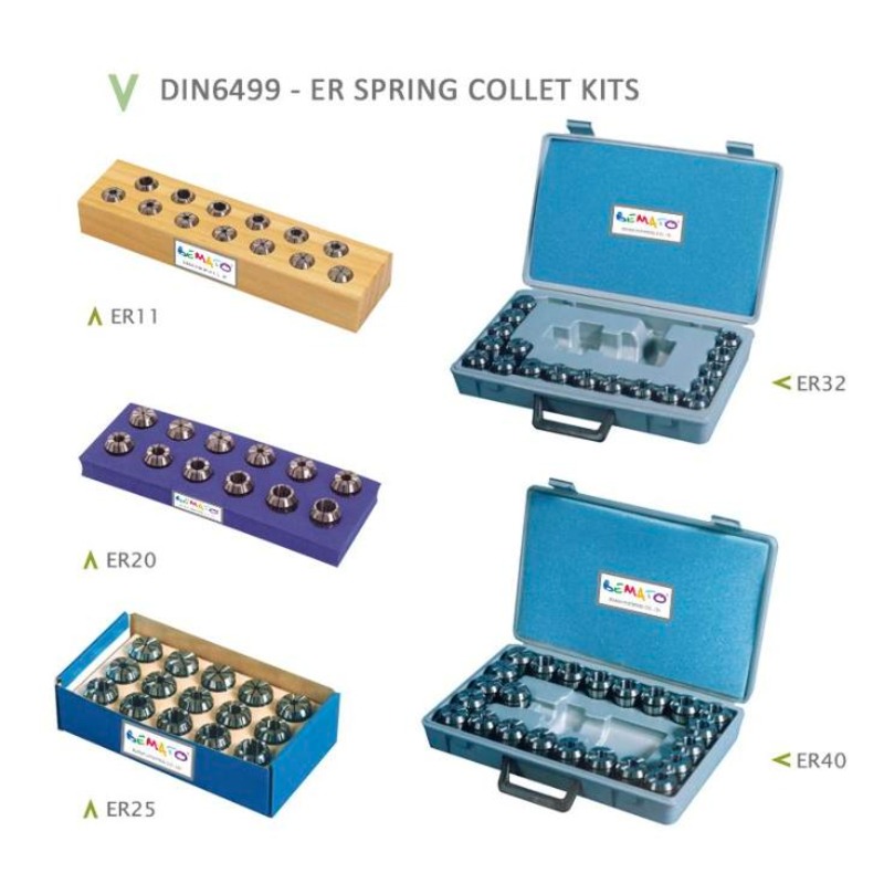DIN6499 - KITS DE PINCES À RESSORT ER - ER8 / ER11 / ER16 / ER20 / ER25 / ER32 / ER40 / ER50