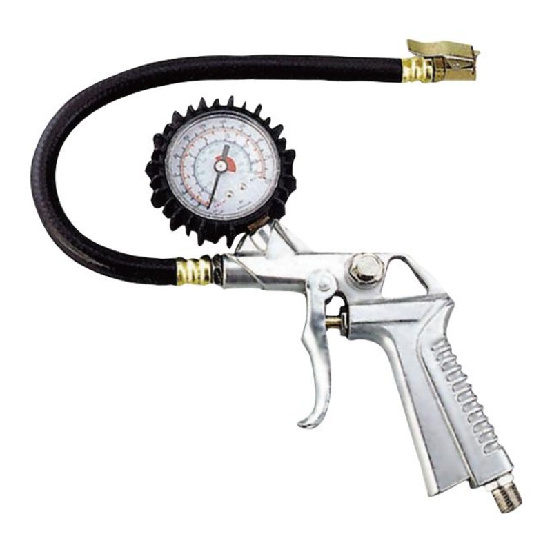 AIR TIRE INFLATOR WITH 2” DIAL GAUGE & CLIP TIP (METER TYPE)
