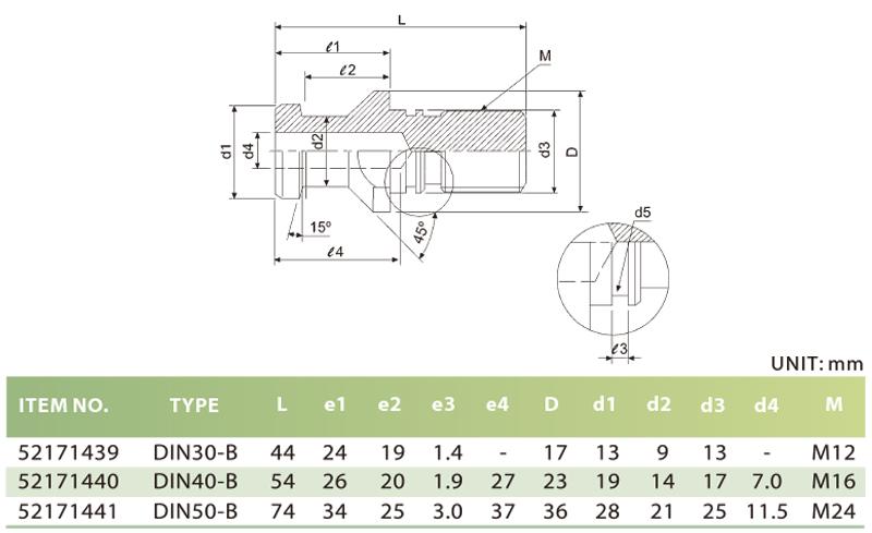 PULL STUDS - DIN B TYPE (FOR DIN 69872B)