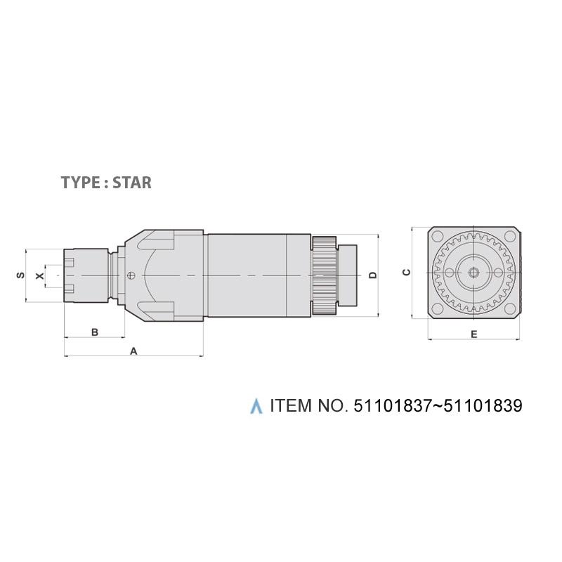 AXIAL MILLING AND DRILLING HEAD (0°) (TYPE: STAR)