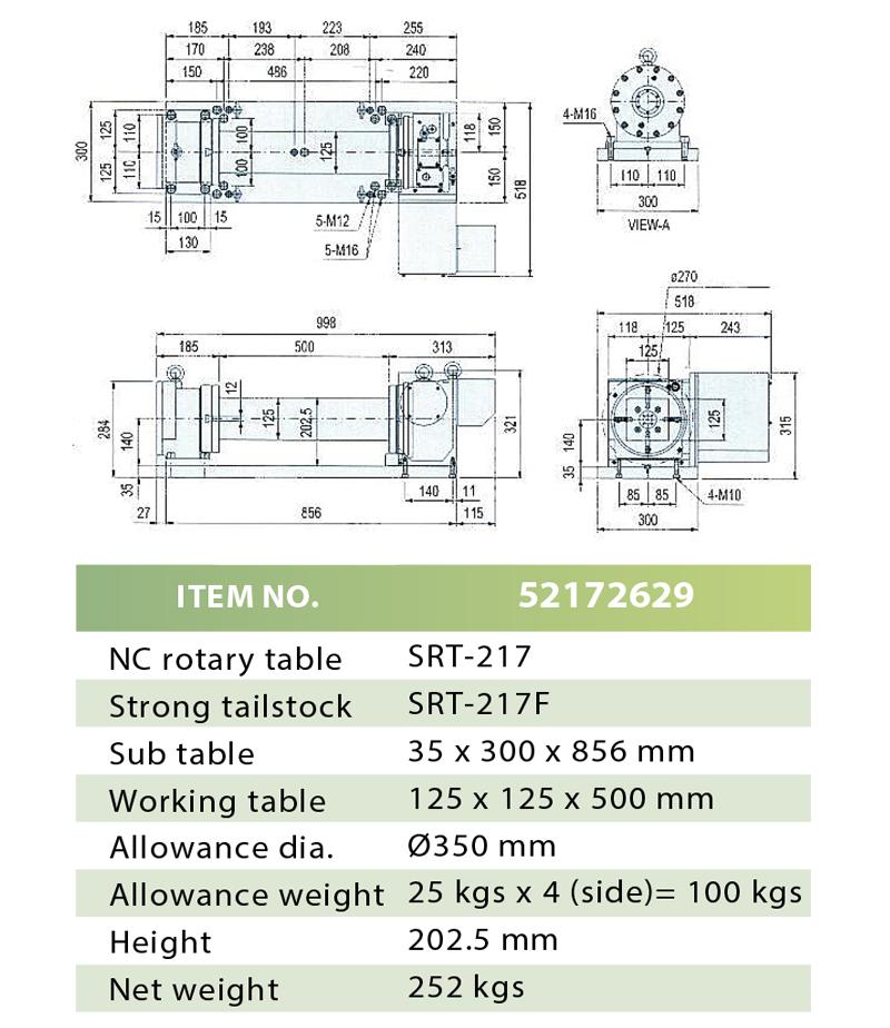 BEMATO NC ROTARY TABLE & STRONG TAILSTOCK (SQUARE TABLE)