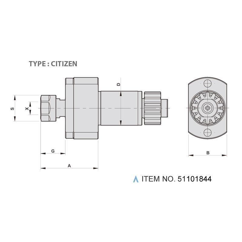 AXIAL MILLING AND DRILLING HEAD (0°) (TYPE: CITIZEN)